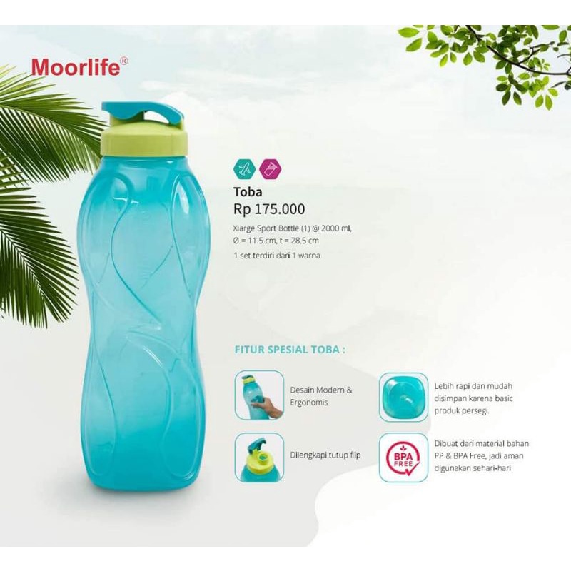 Botol minum 2 liter/Botol minum sport 2000 ml/botol bpa free/X Large bottle/ Botol toba moorlife