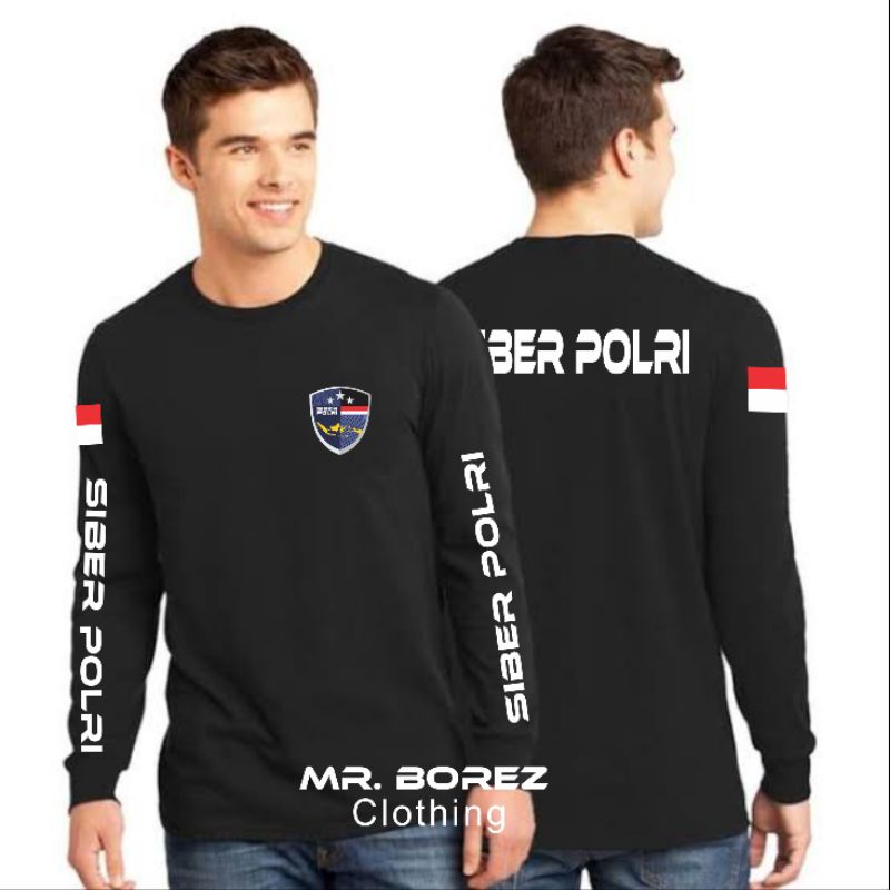 Baju Kaos Siber Polri Lengan Panjang / Baju Siber Polri Premium / Kaos Katun Pria / Kaos Oblong Pria