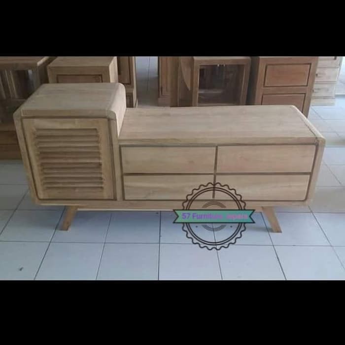 Bufet ruang tamu minimalis - meja untuk Tv retro kayu jati mentahan