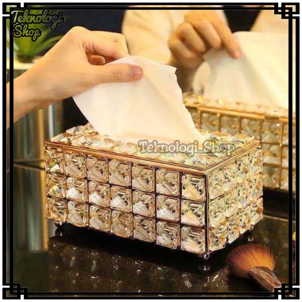 Tempat Tisu Emas Cantik Crystal Tissue Box Bling /Tempat Tisu Kaca Elegant /Kotak Tisu Kristal /Kotak Tisu Kristal