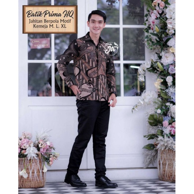 Kemeja Batik Pria Atasan Formal Baju Kerja Motif Unik Lengan Panjang Seragam Kondangan Kantor Noah26