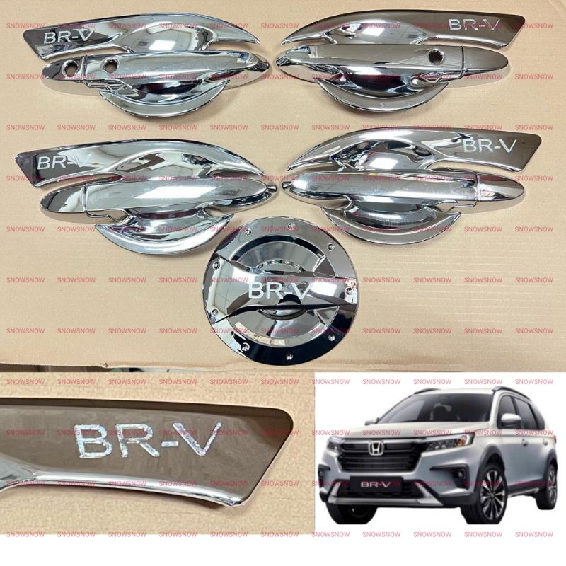 Paket Outer Handle Tank Cover Honda Brv 2022 2023 2024 Up Elegant Hitam Chrome