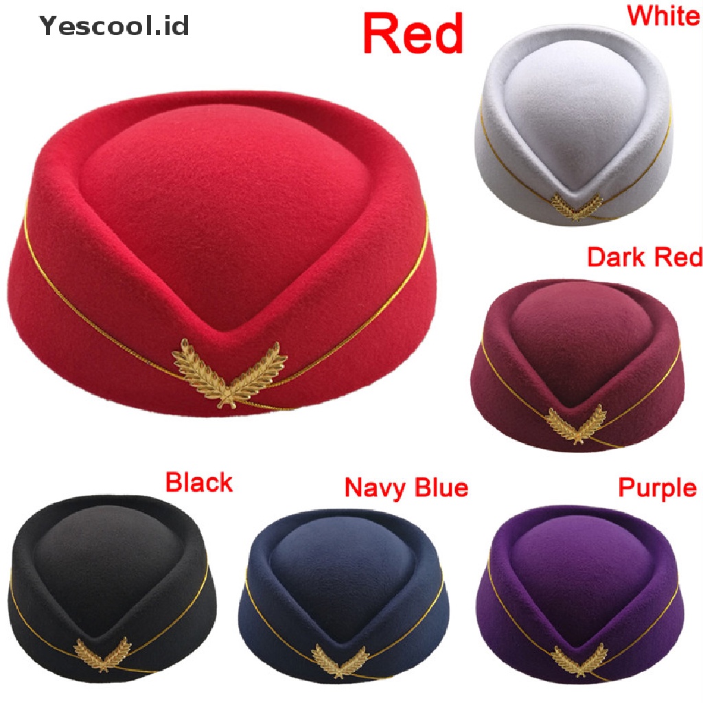 Topi Seragam Pramugari Bahan Wol Untuk Cosplay Wanita