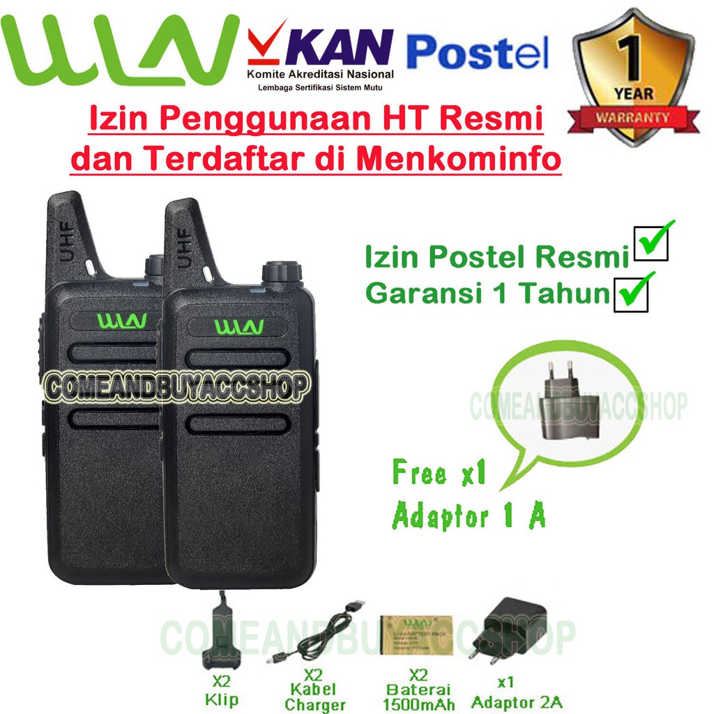 Walkie Talkie WLN HT Two-Way Radio KD-C1 (ISI 2 PCS) Tanpa Dekstop-Batrai 1500 mAh