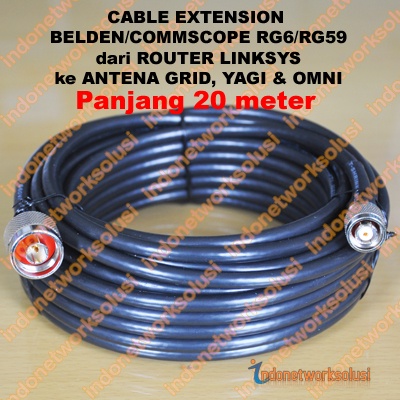 LINKSYS ROUTER EXTENSION CABLE BELDEN/COMMSCOPE untuk ANTENA GRID YAGI OMNI (20m)