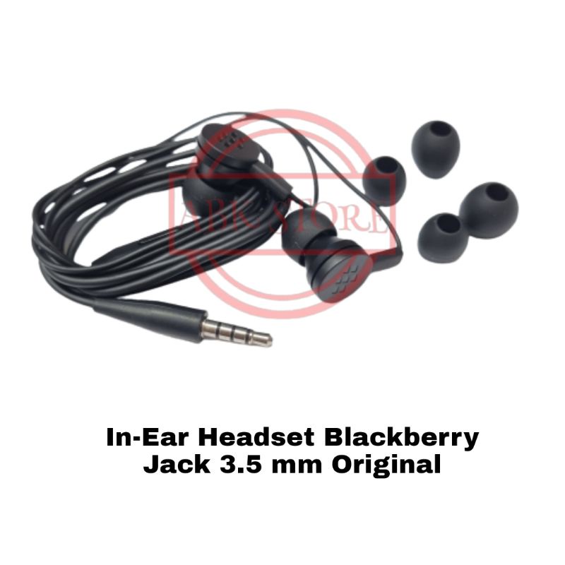 IN-EAR HEADSET HANDSFREE EARPHONE BLACKBERRY JACK 3.5 MM ORIGINAL 100%