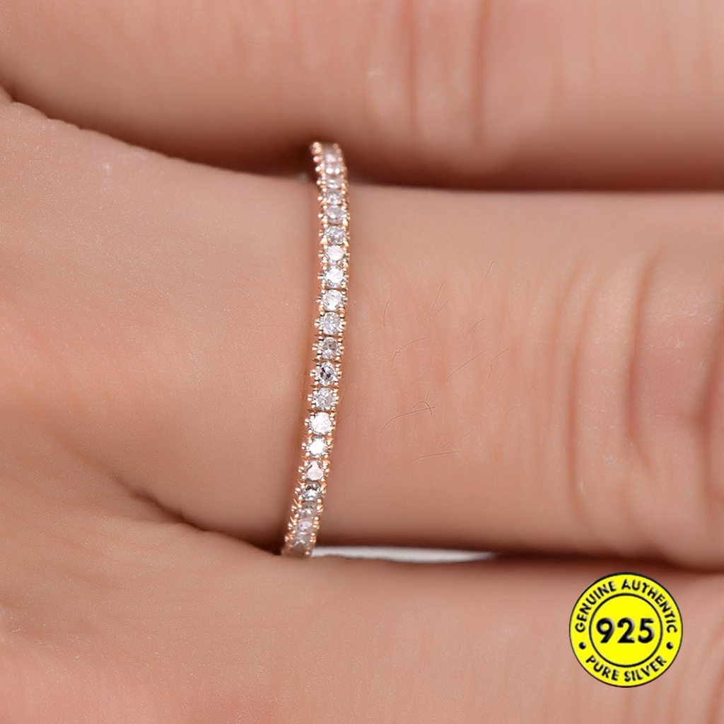 Cincin Bahan S925 Silver 18k Warna Rose Gold Untuk Wanita