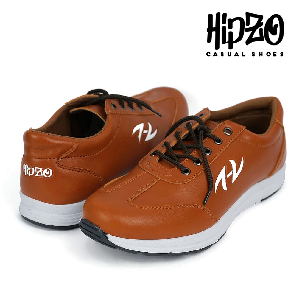 Sepatu Pria Casual Hipzo M-037 Pria Kerja Sekolah Original Kantor-COKLAT MUDA