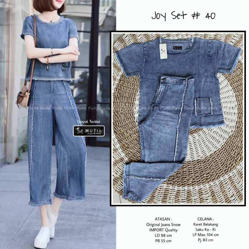 Joy Set #40, Setelan Celana Full Jeans by Mutia