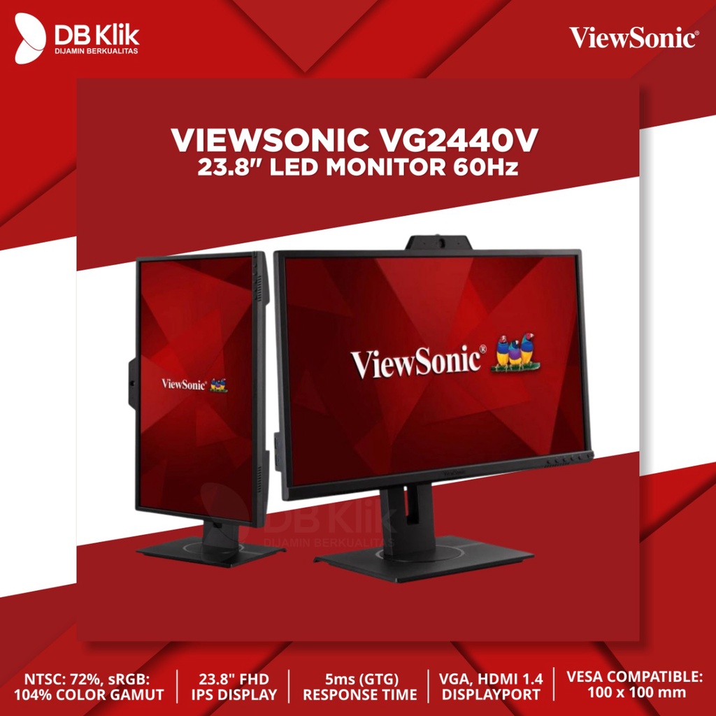 LED Monitor VIEWSONIC VG2440V 23.8&quot; IPS 60Hz FHD HDMI VGA DP - VG 2440