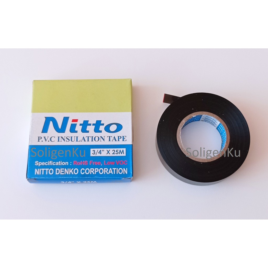 Isolasi Listrik Nitto Hitam Isolasi Kabel Listrik Nitto  PVC Insulation Tape Lakban Listrik Nitto| N