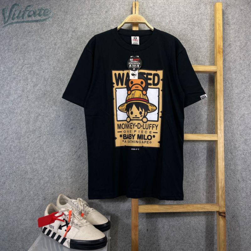 Kaos Baju Tshirt Bape X One Piece Full Tag & Label + Free Sticker