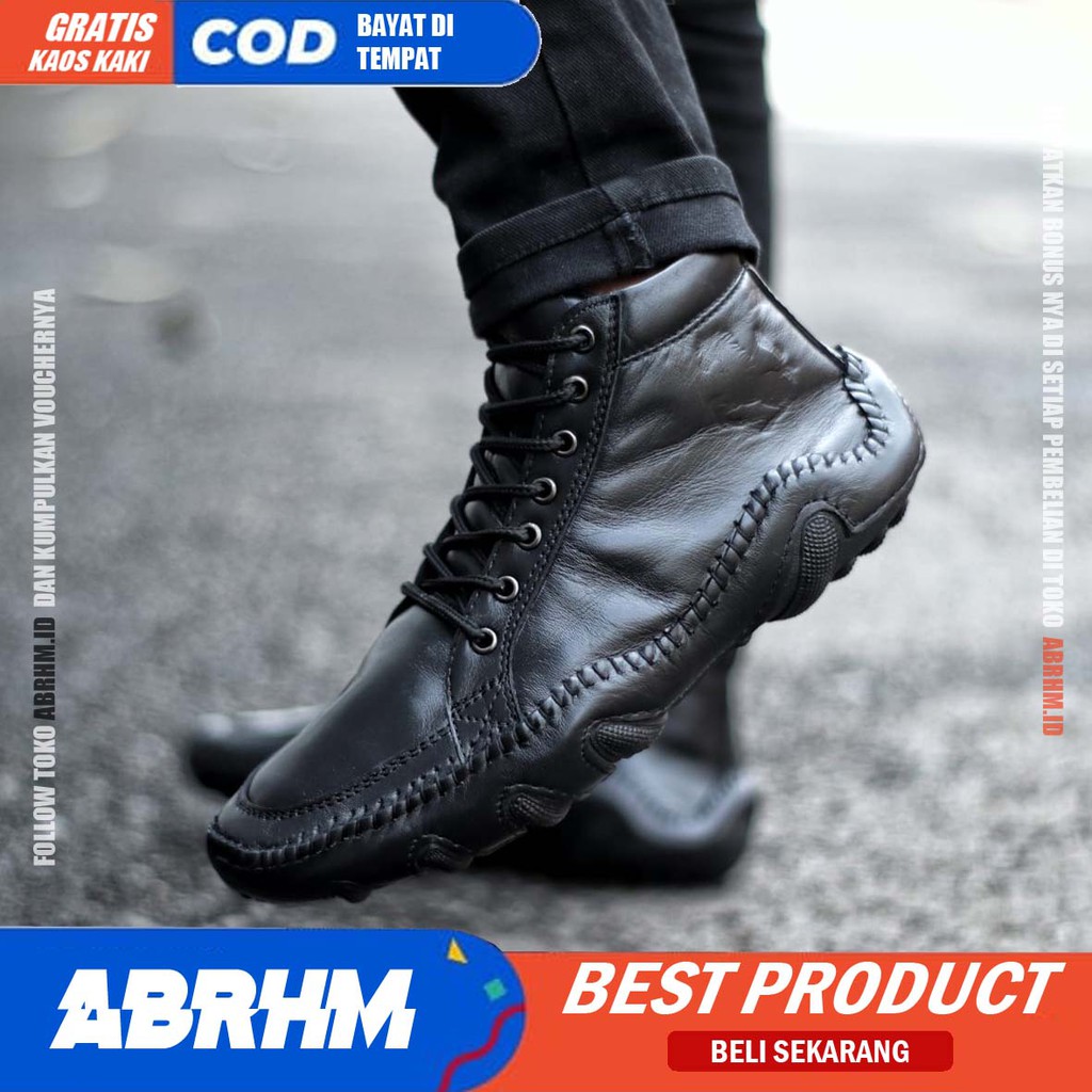 ABRHM X BM Sepatu kasual Pria Sepatu Pria Casual Kulit Asli Original Sepatu Pria Kulit Casual Sepatu Kerja Kantor Semi Formal Kuliah Kondangan Gaya keren Kekinian Murah Terlaris