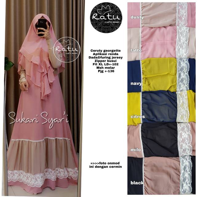 RHS ~ sukari syari gamis pesta syari premium jumbo busui ori solo by ratu hijab