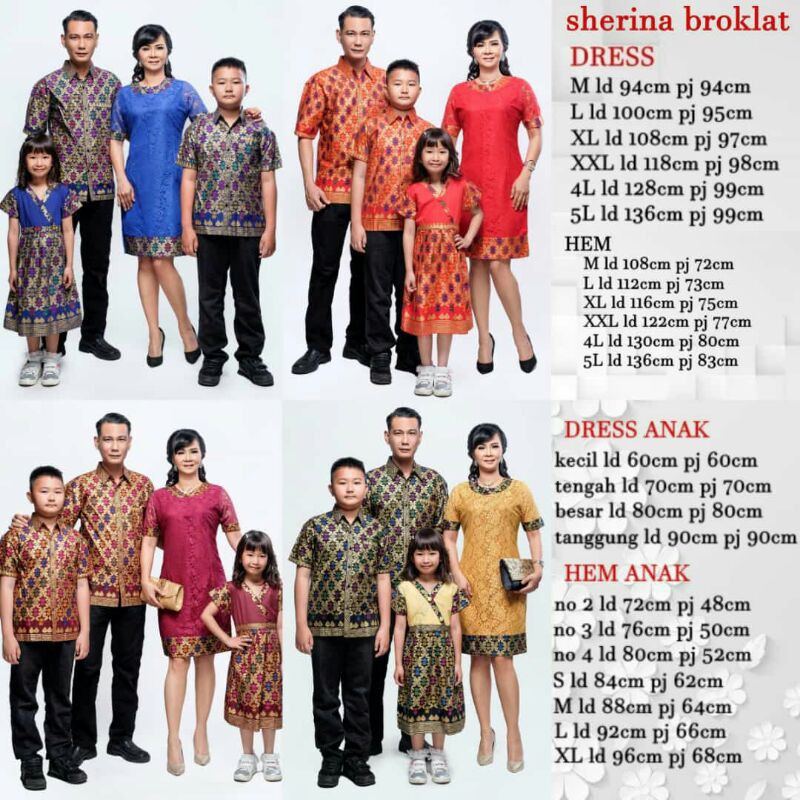 Batik couple keluarga dan anak size jumbo dress copel seragam modern terbaru serina sherina brukat