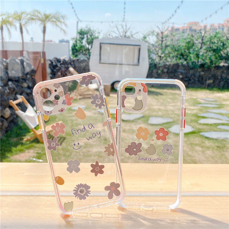 Transparent Flower Pattern Phone Case   For Iphone 11 12 Pro Max 7 8 Plus X Xs Xr Xsmax 7plus 8plus Soft Silicone cover