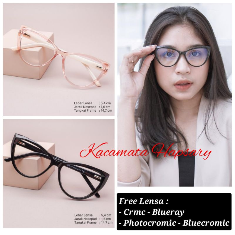 KACAMATA CAT EYE WANITA LENSA ANTI RADIASI MINUS BACA | FRAME KACAMATA CAT EYE 2003 | ANTI UV