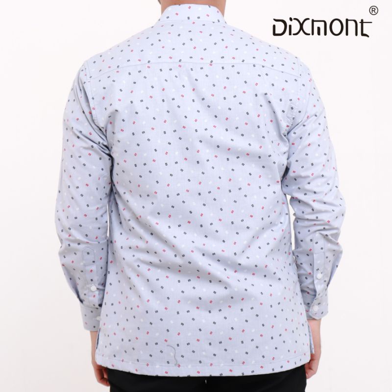 Dixmont Kemeja Pria Basic Formal Motif Lengan Panjang Hem ML00721