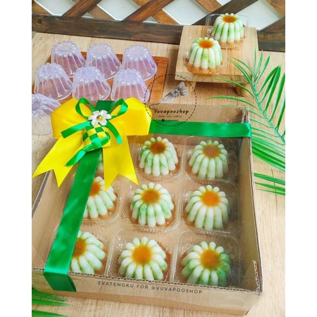 Cup Jelly 0951 isi 12pcs / Cetakan Green Leaf 0951 / Cetakan Puding Jelly Plastik