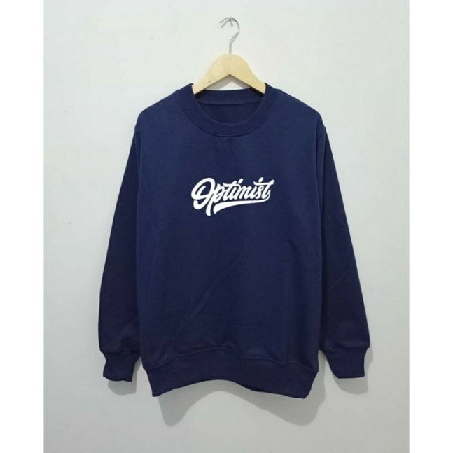 Crewneck Sweater Oblong Optimis Navy Terbaru Original Unisex Pria dan Wanita