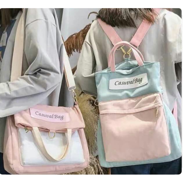 Ransel wanita aesthetic resleting bisa Tas Selempang Model Fleksibel