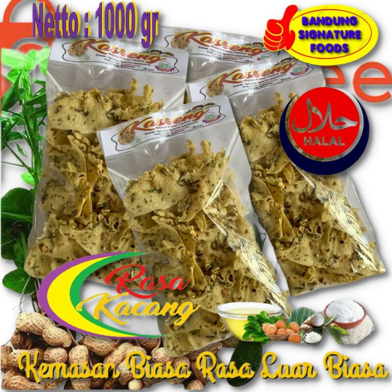 

1Kg Rempeyek - Peyek Khas Bandung Ngeprozz - Rasa KACANG Aroma Daun Jeruk
