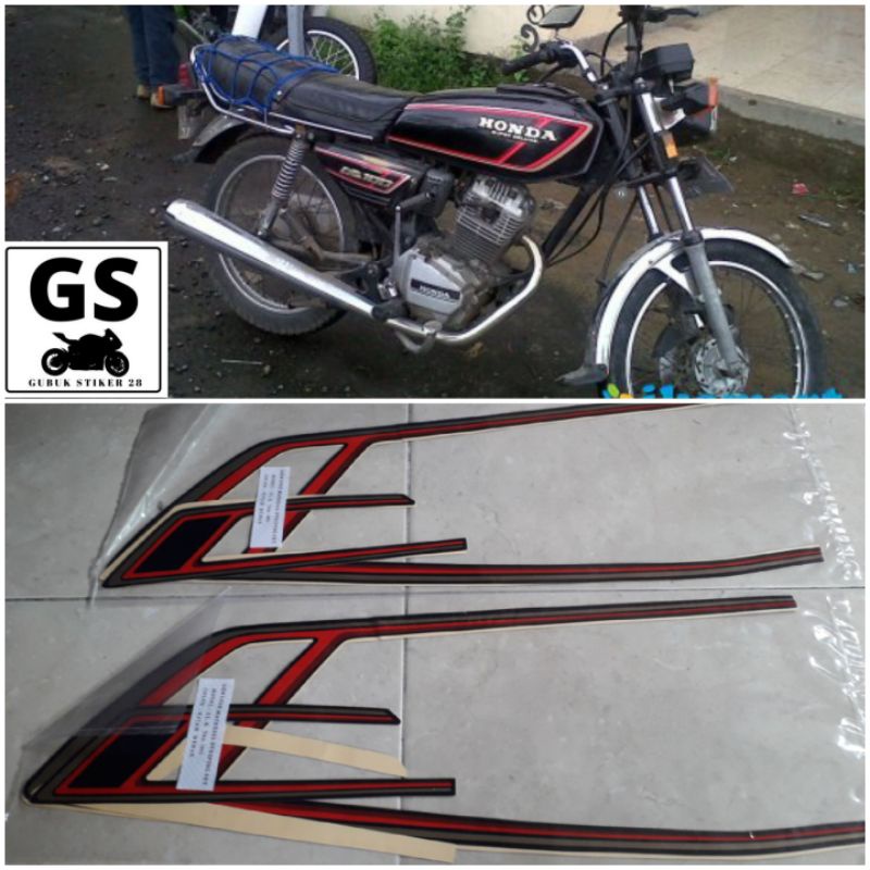 STRIPING STIKER LIS BODY MOTOR HONDA GL 100 TAHUN 1992 HITAM MERAH GL PRO MAX