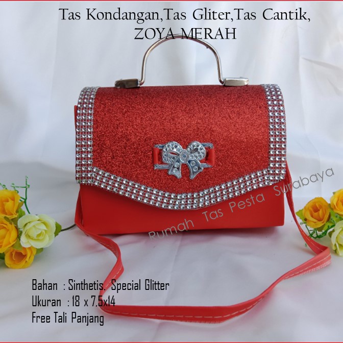 Tas Kondangan,Tas Gliter,Tas Cantik,ZOYA MERAH