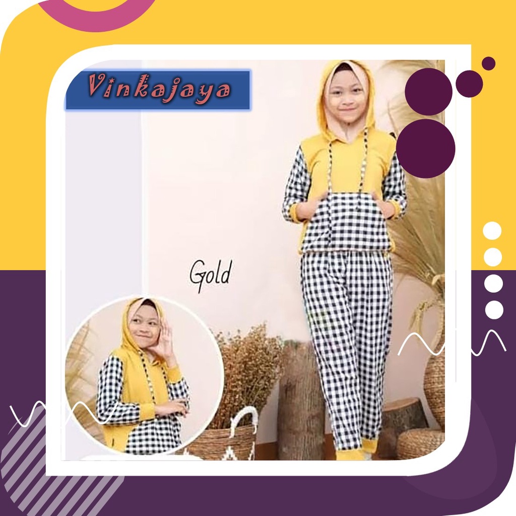 Baju Anak Perempuan Usia Umur 10 11 12 Tahun Thn Setelan Set Cewek Stelan Hoodie Syar'i Lengan Panja
