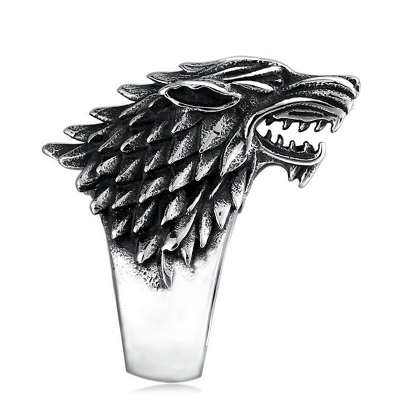 Blast wolf head punk retro cool men's ring