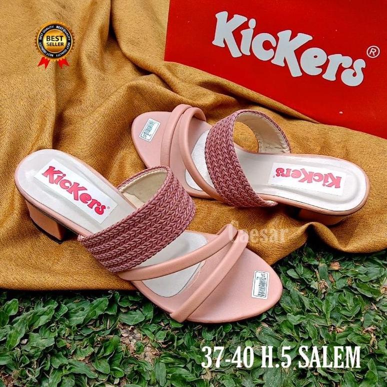 Sandal Selop Wanita Pesta Flat Teplek Mewah Branded Kickers Sendal Slop Perempuan Dewasa Ibu Kondang