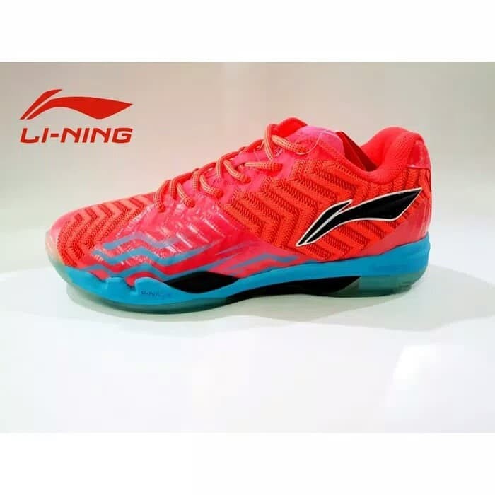 sepatu badminton lining sonic boom merah original