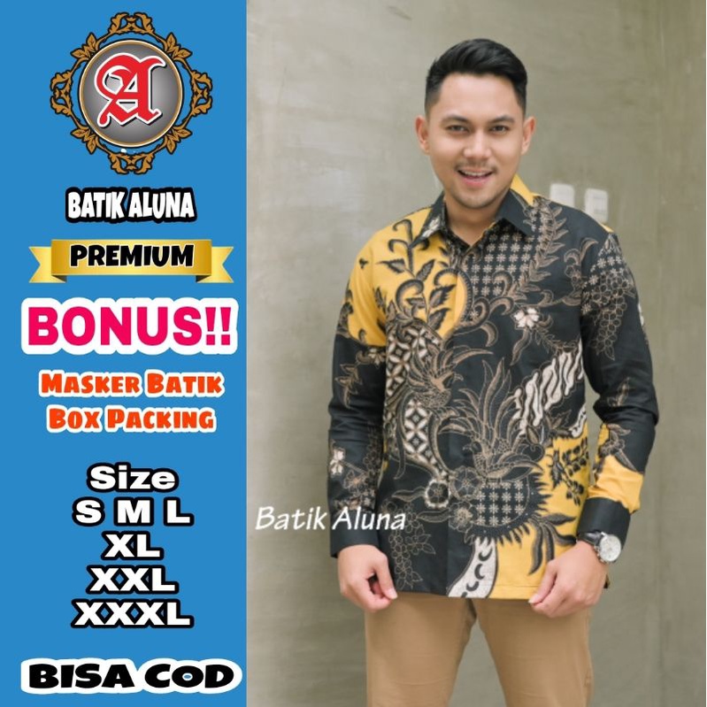 Baju Batik Pria Premium Lengan Panjang Full Furing Batik Solo Pekalongan Batik Reguler Batik Aluna P