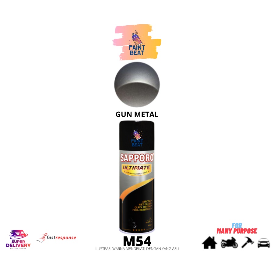 Sapporo Ultimate M54 Gun Metal / Cat Semprot Spray Aerosol Terbaik / Pylox / Pilok / Samurai