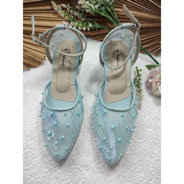 sepatu rafaizoutfit sierna tali wrna babyblue 5cm kaca