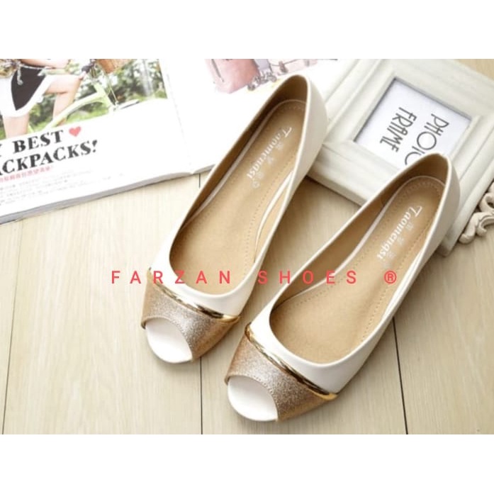 COD BEST SELLER FLATSHOES WANITA BUSTONG GLOSSY HRN 01