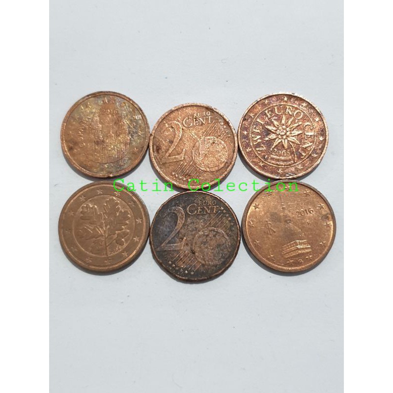 K-03 Uang Koin koleksi 2 Cent Euro Kondisi bekas layak koleksi harga per 1 keping