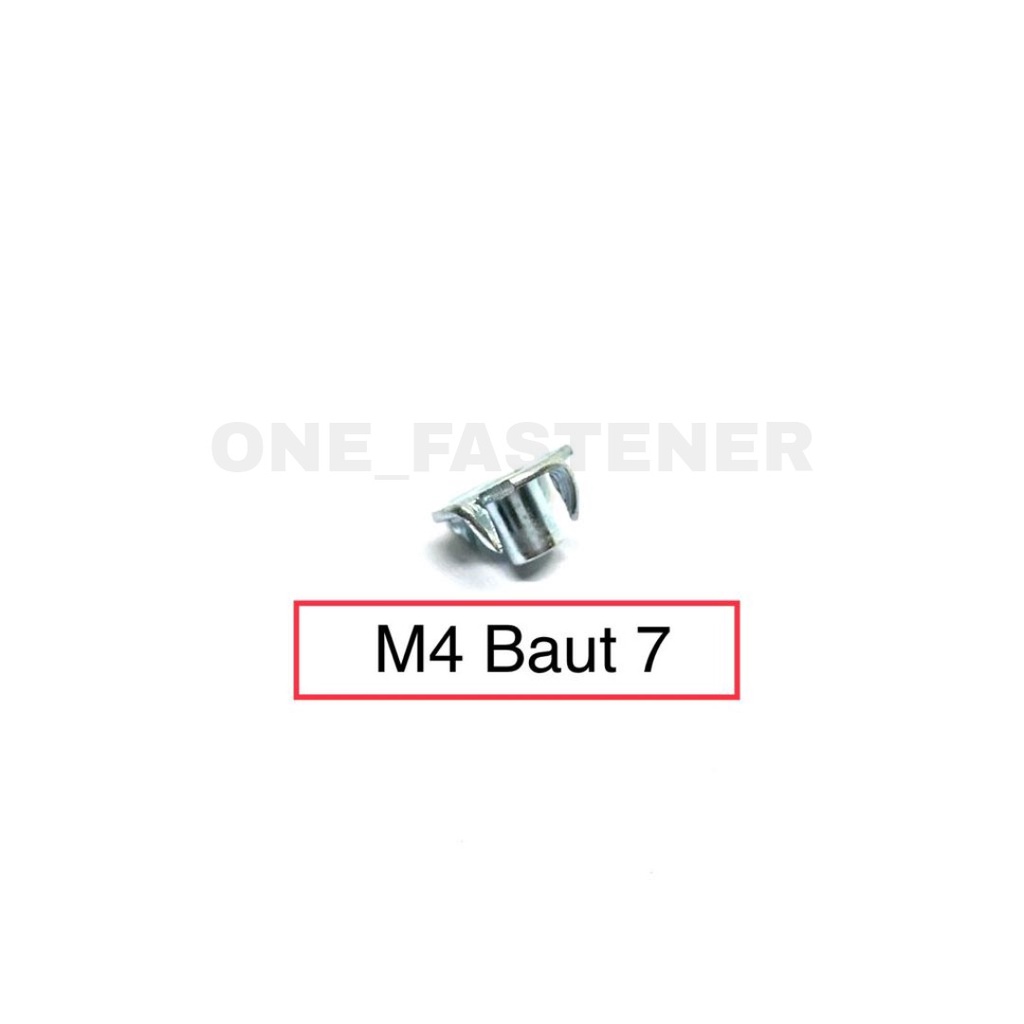 Mur Cakar Tee Nut M4 tanam 4mm 4mili baut 7 furniture kayu