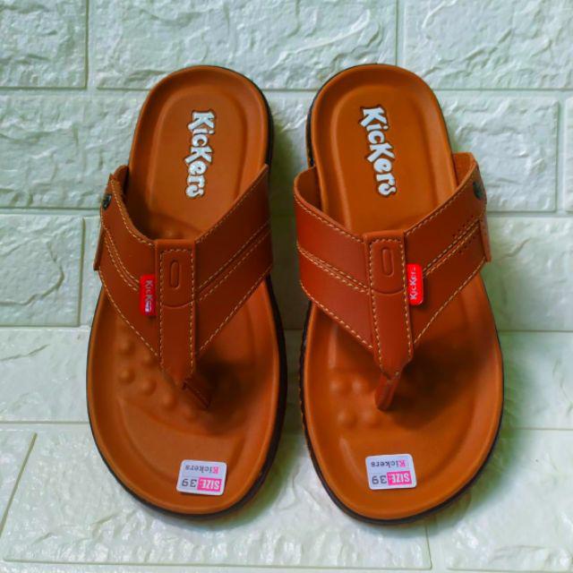 SANDAL PRIA TERLARIS SENDAL JEPIT KULIT TERBARU-Japit Tan
