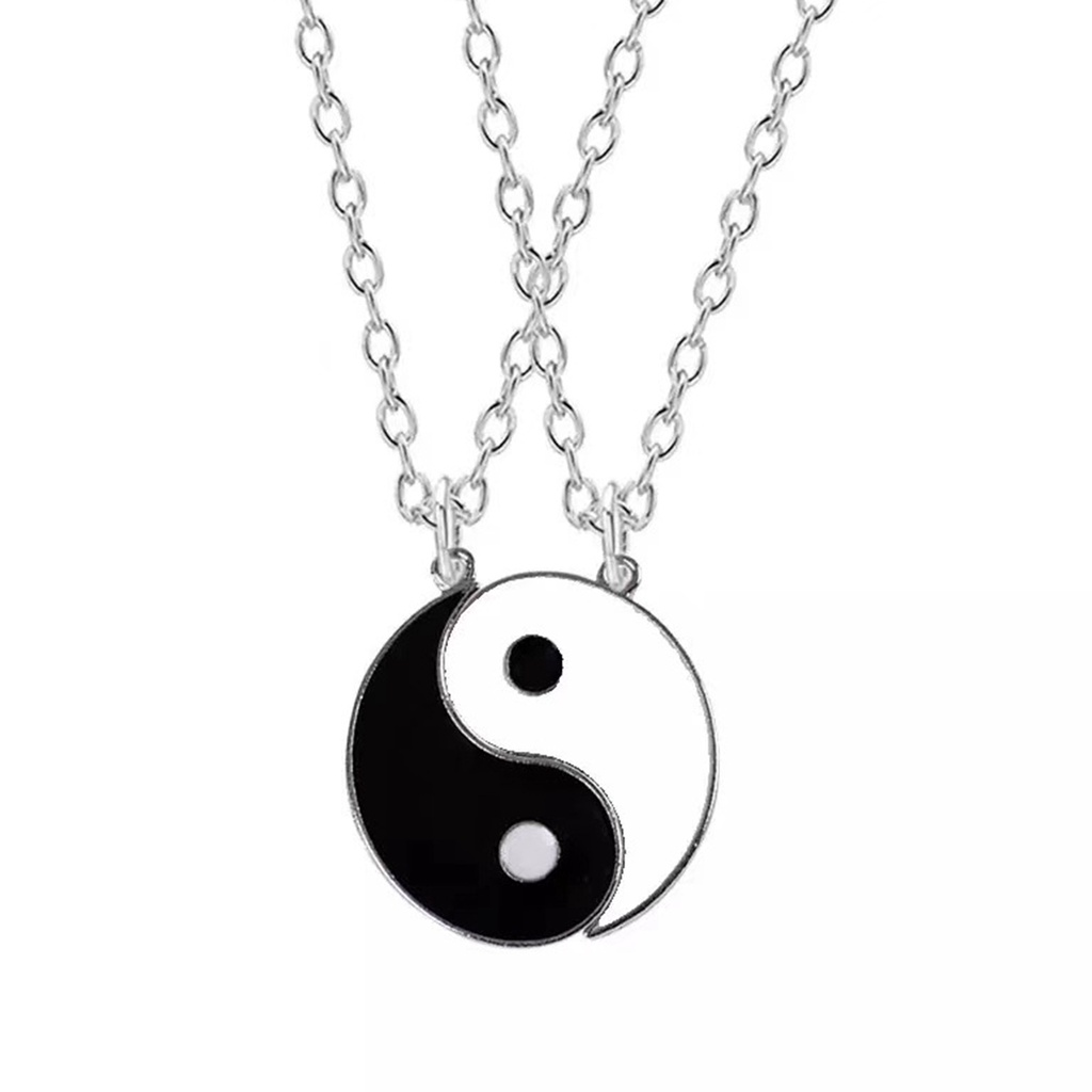 Hu Hu Hu Hu Hu Alat Bantu Pasang Kacamata♡ 1 Pasang Kalung Liontin Tai Chi Bahan Alloy Tahan Karat Untuk Unisex