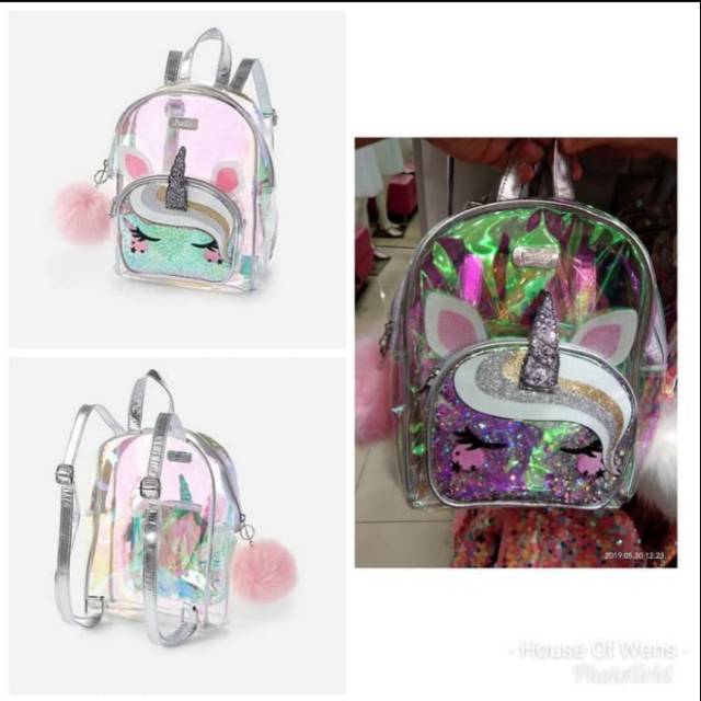 JUSTICE UNICORN CLEAR MINI BACKPACK - TAS BACKPACK MINI JUSTICE