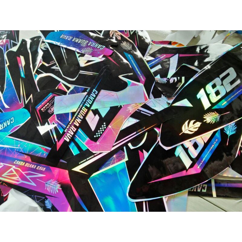 DECAL MAXDECAL PELANGI STIKER FULL KLX CRF KTM HOLOGRAM CROME MAXDECAL