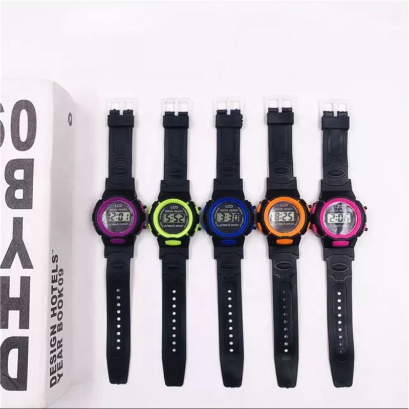 Jam Tangan Anak Perempuan Laki Laki Unisex Digital Strap Rubber Karet Fashion Free Bubble Dus