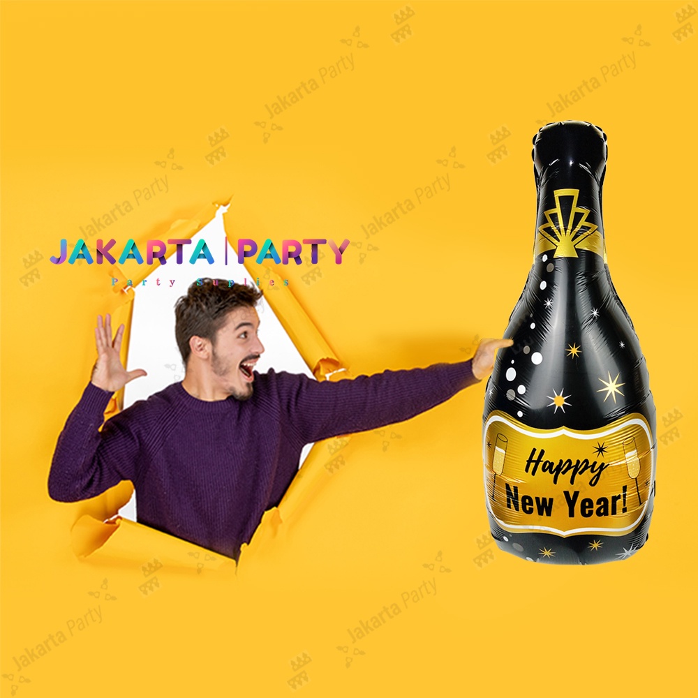 Balon Botol Happy New Year / Balon Foil Botol / Balon Botol