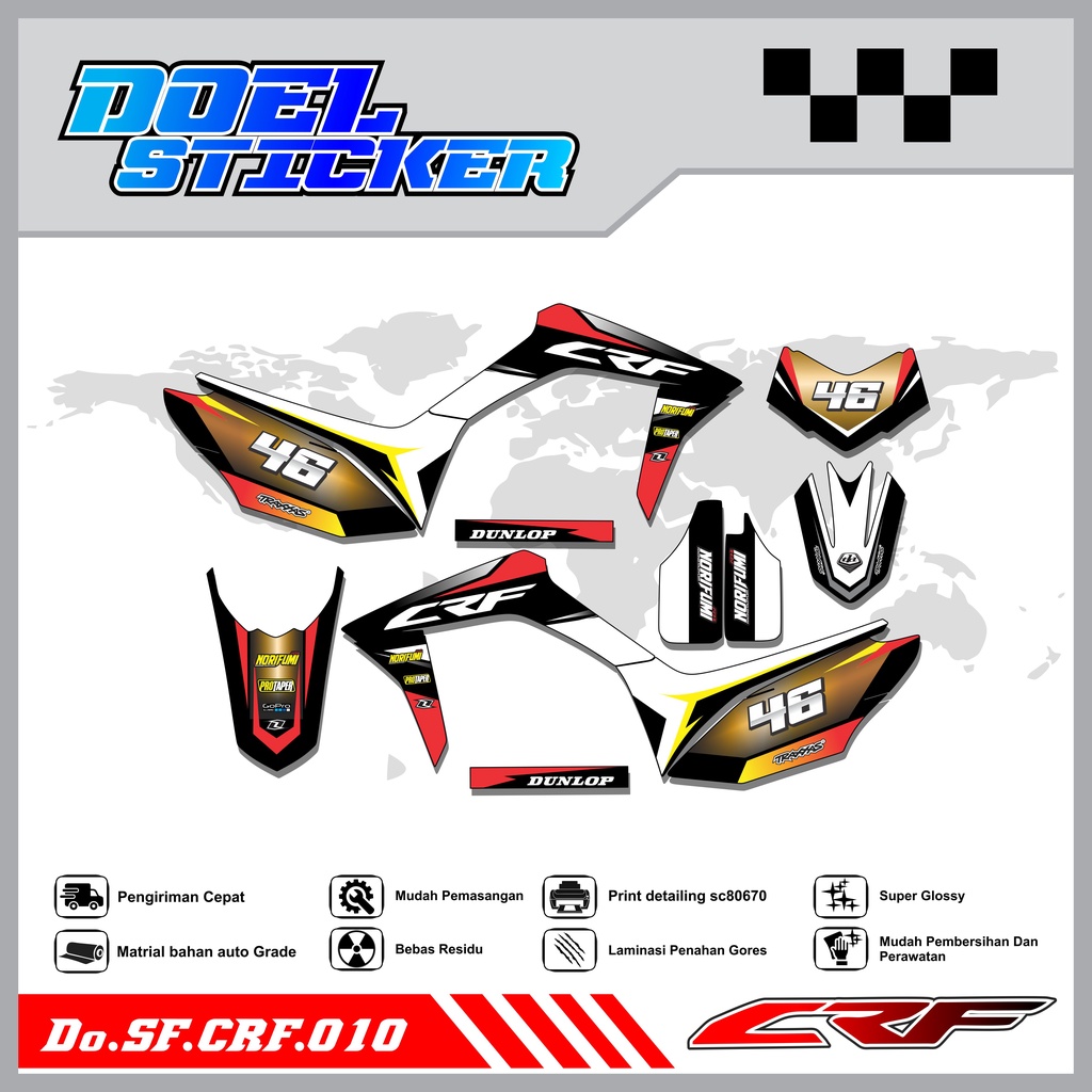 Sticker Striping Semifull CRF 150L List Variasi Hologram Pelangi,Crome Doel 010