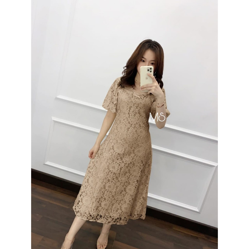 YG75J DRESS SCARLET BRUKAT / DRESS BRUKAT WANITA warna putih Lilac ungu hitam / Dress Sabrina brokat