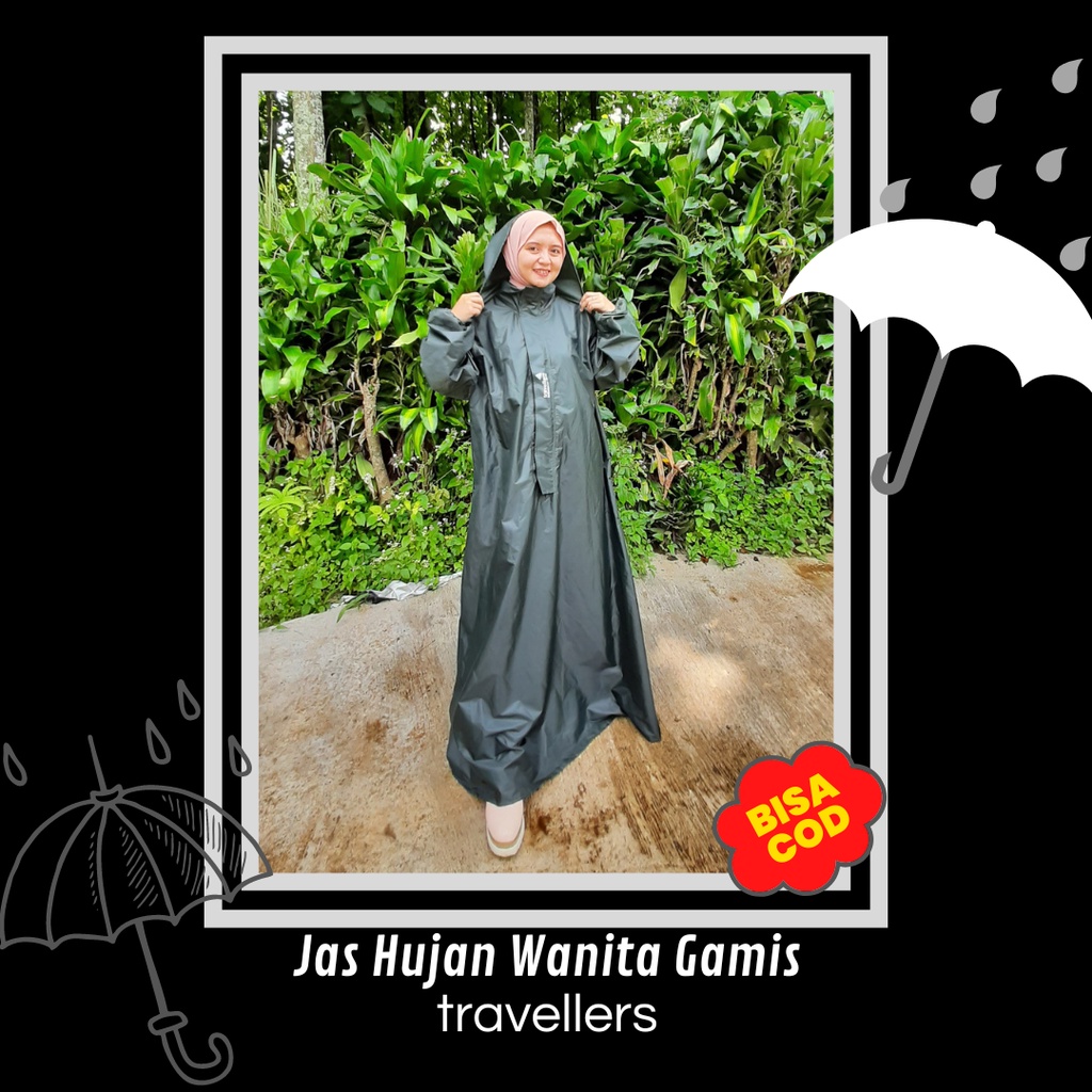 JAS HUJAN HIJAB/JAS HUJAN SYAR'I/JAS HUJAN JUMBO/JAS HUJAN GAMIS/JAS HUJAN WANITA - TRAVELLERS ZIPPER