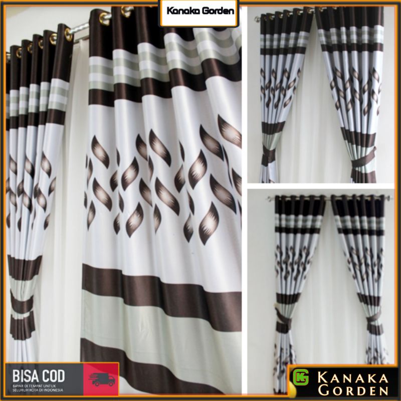 Gorden Jendela pintu ruang tamu bahan Blackout Motif Minimalis Mewah Tebal Printing Mengkilap Model 