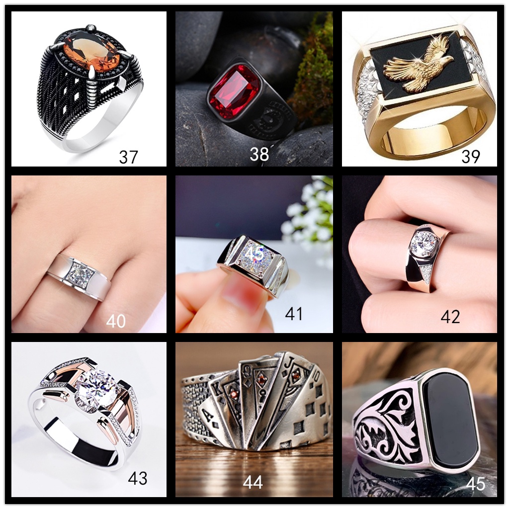 Cincin Pria Bahan Korea Stainless Steel Anti Karat 925 Lapis Perak Emas Dan Cincin Titanium Hitam Berlian Dapat Disesuaikan Untuk Ring