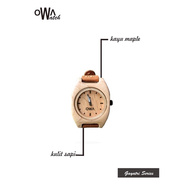 Owa Gayatri jam tangan wanita - jam tangan kayu - jam kayu - jam tangan analog - jam tangan unik - k